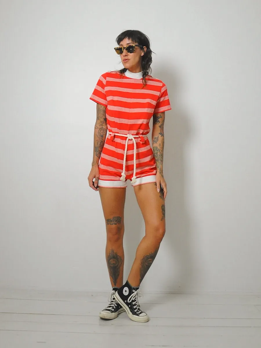 1970's Striped Cotton Romper