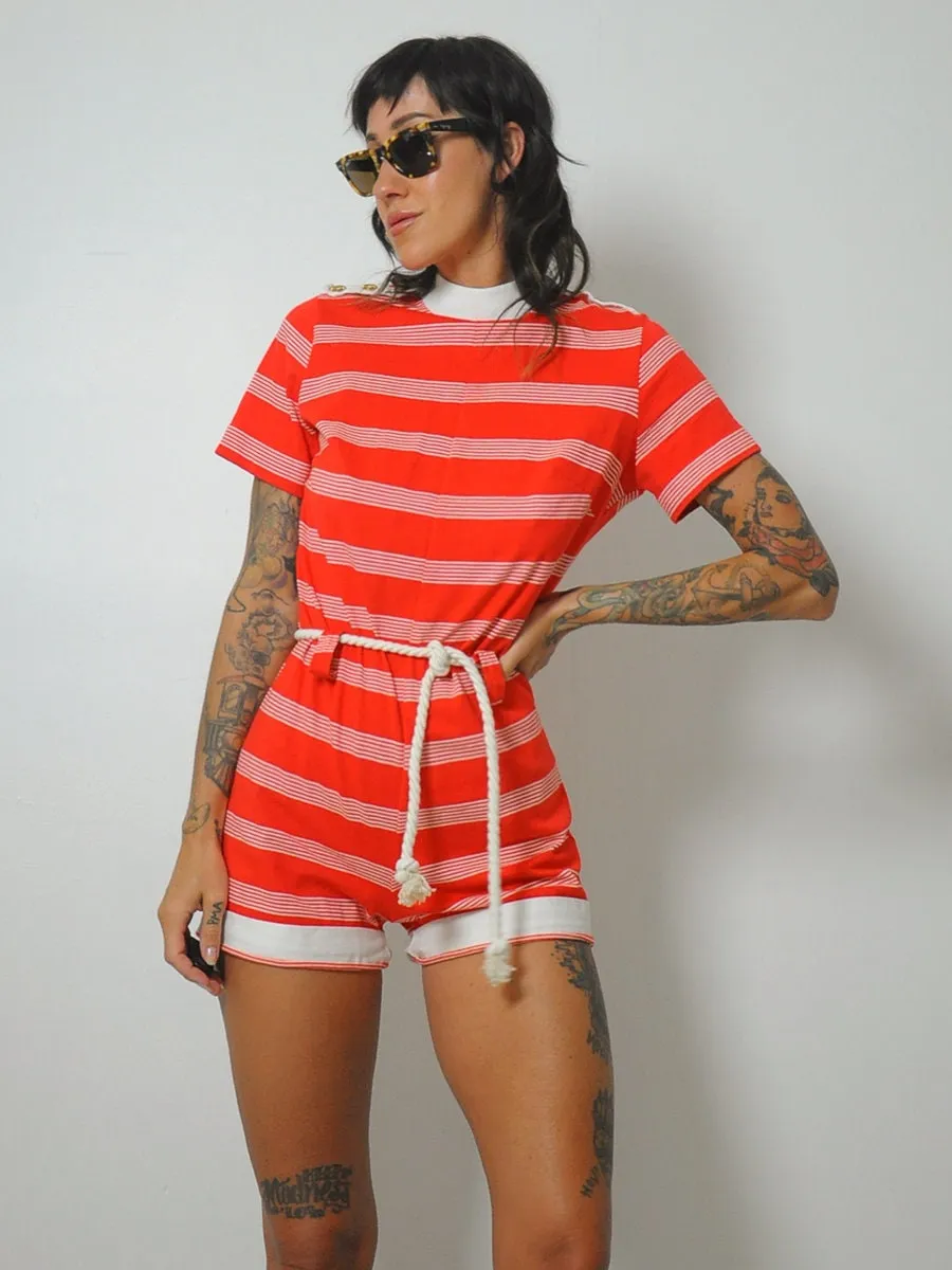 1970's Striped Cotton Romper