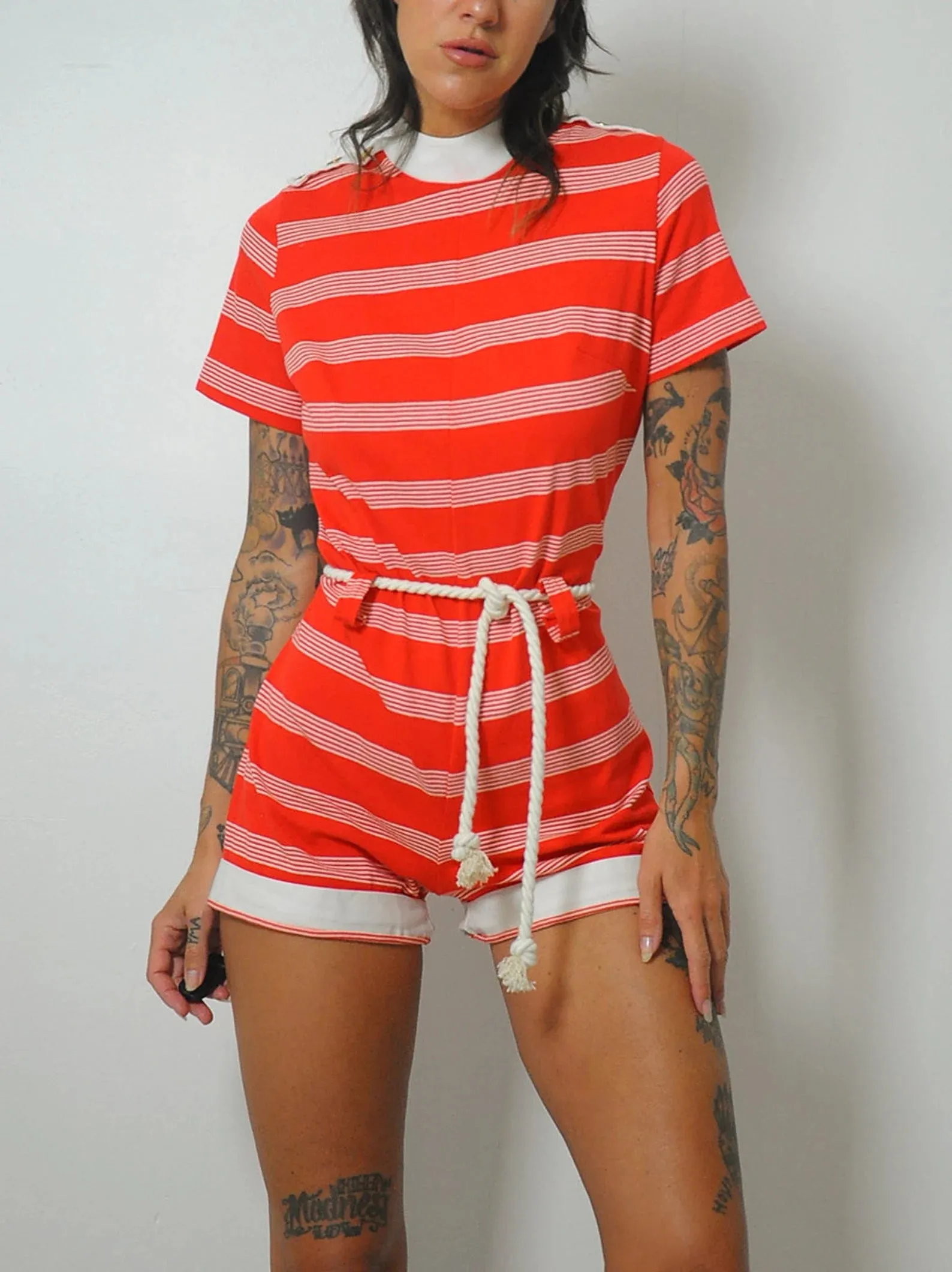 1970's Striped Cotton Romper