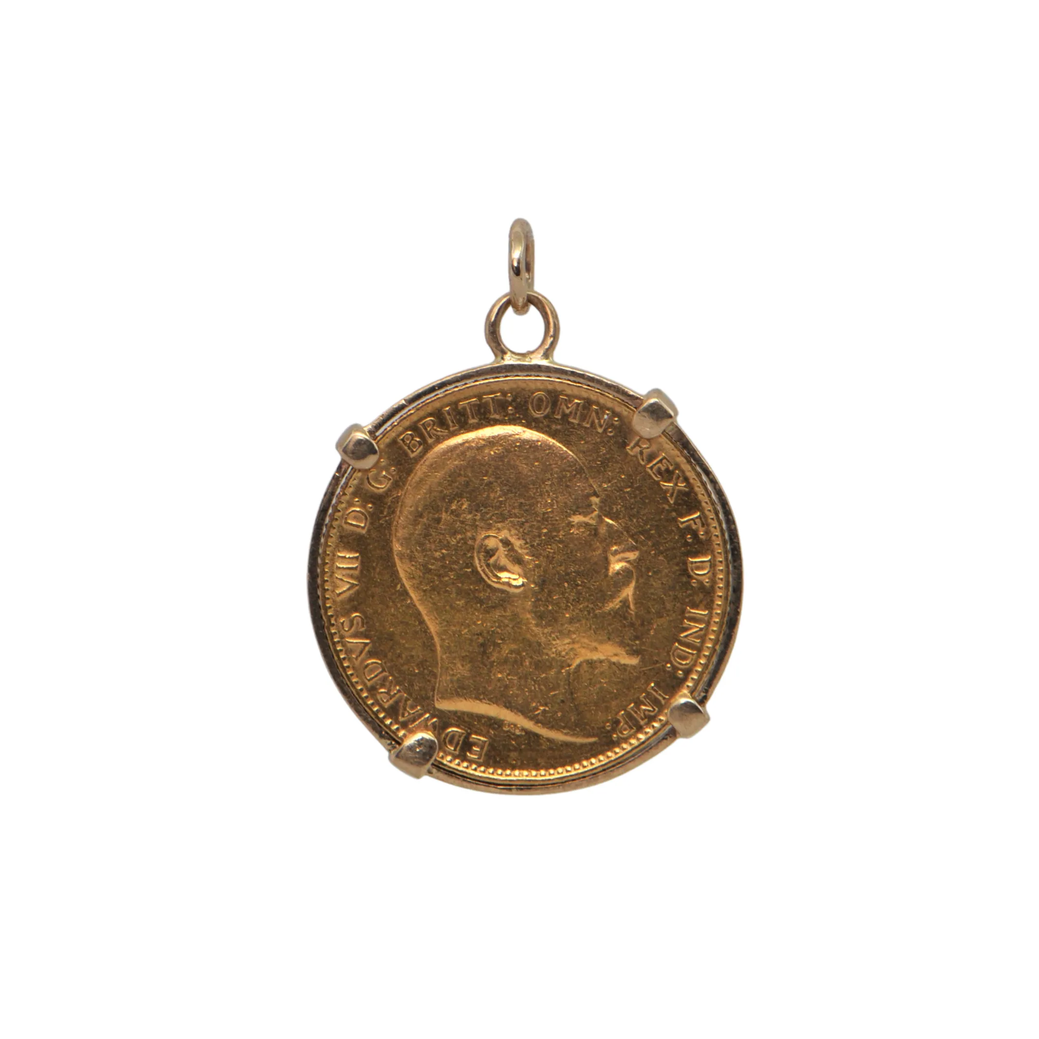 22k Gold 1909 British Sovereign Edward VII Coin Pendant