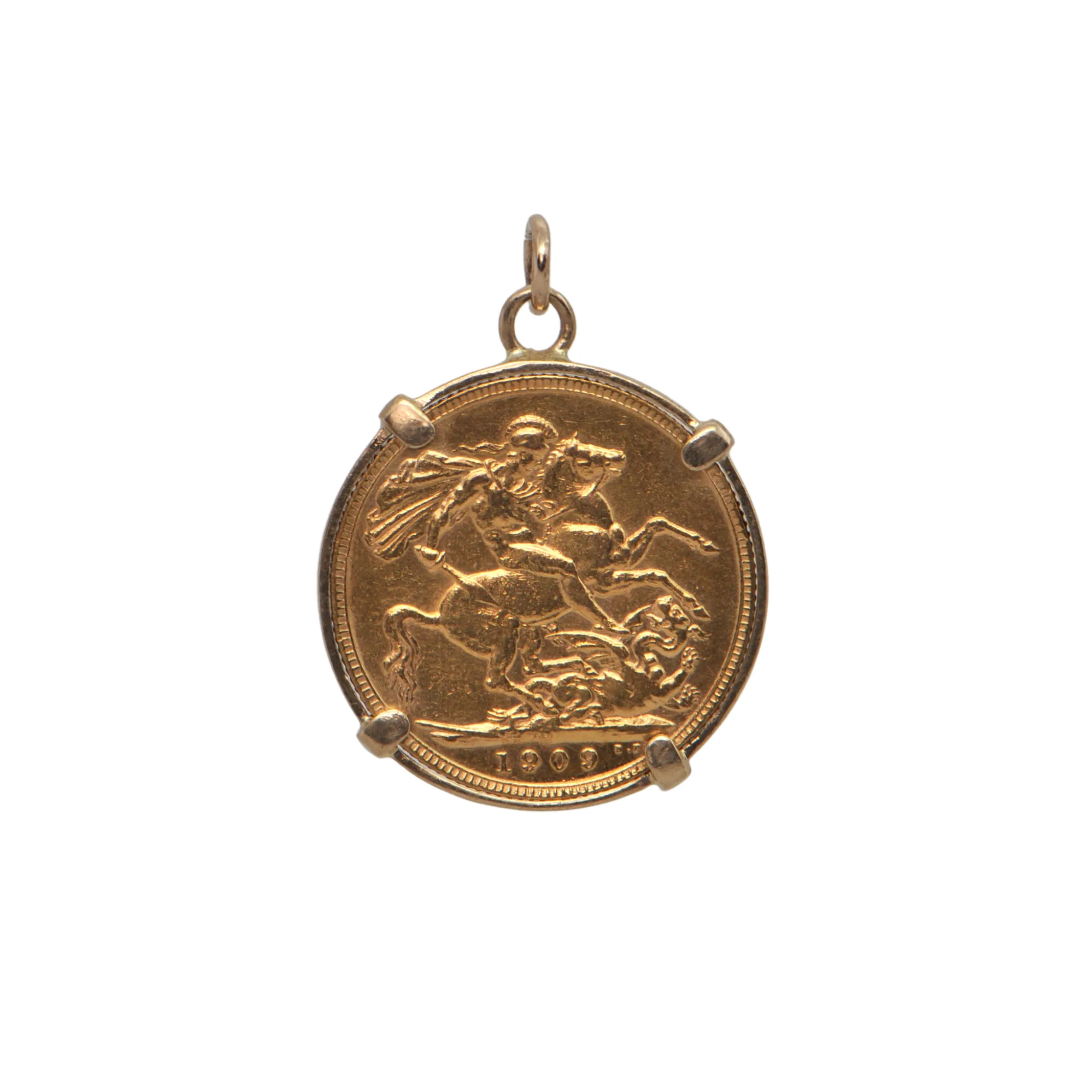 22k Gold 1909 British Sovereign Edward VII Coin Pendant