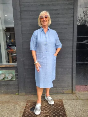 23-99M Blue Linen Dress