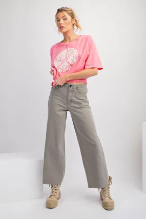 Ash Olive Soft Stretch Twill High Waisted Pants