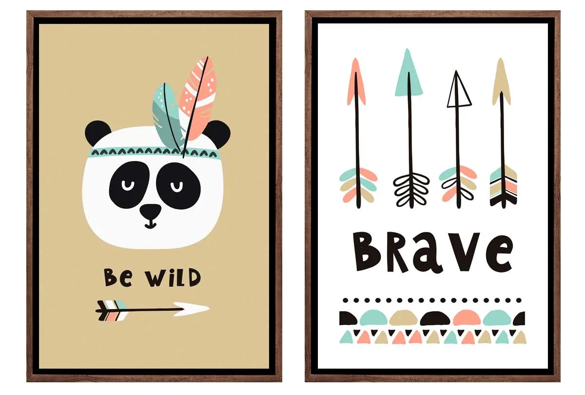 Be Wild & Brave | Kids Boho Print Set | Wall Art Decor