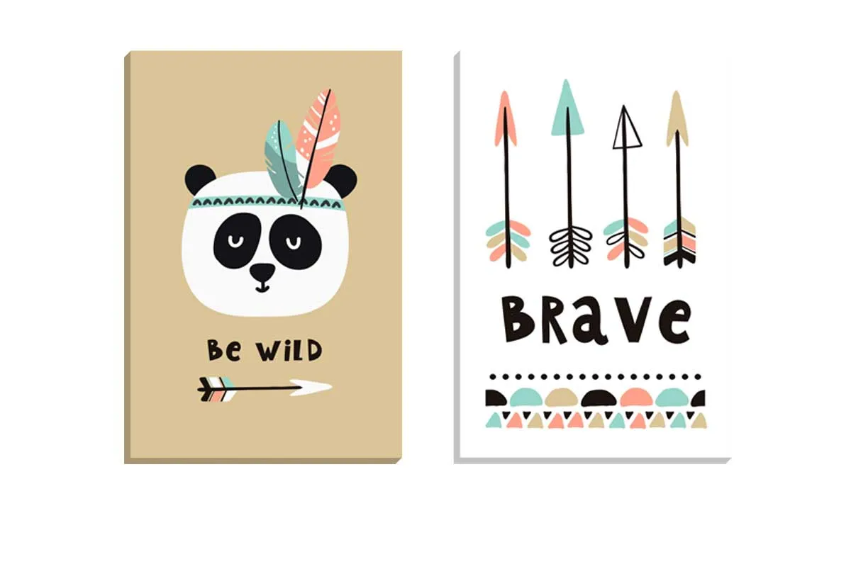 Be Wild & Brave | Kids Boho Print Set | Wall Art Decor