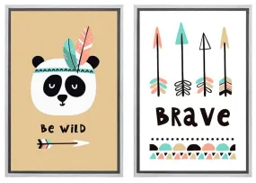 Be Wild & Brave | Kids Boho Print Set | Wall Art Decor