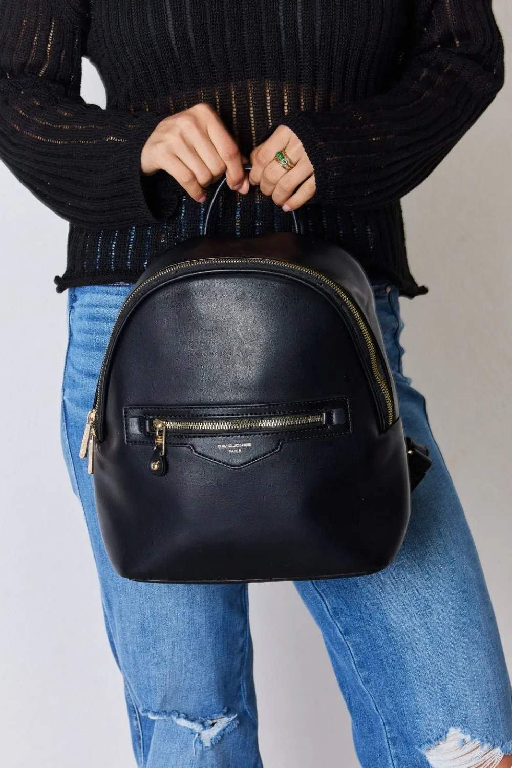 Black Vegan Leather Backpack