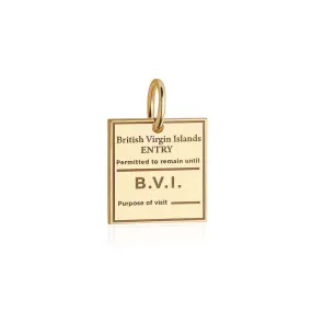 British Virgin Islands Passport Stamp Charm Solid Gold