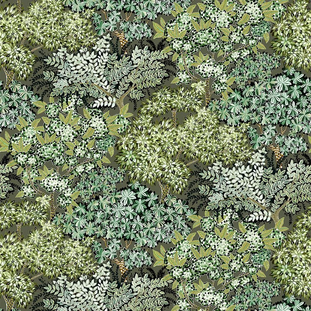 Broccoli Canopy Wallpaper - Chaingate Green - Josephine Munsey