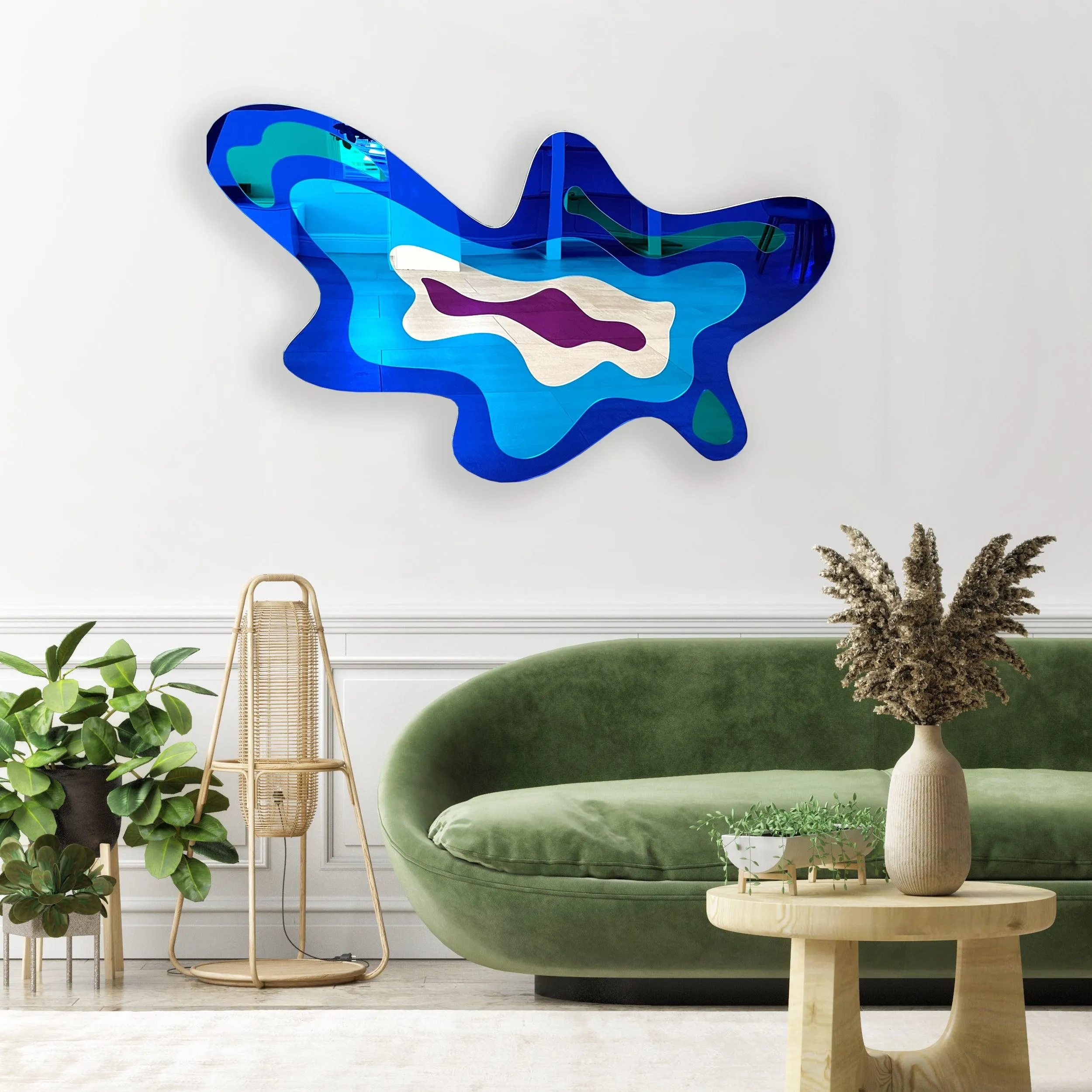 Contemporary Wall Art Mirrored Acrylic Blob