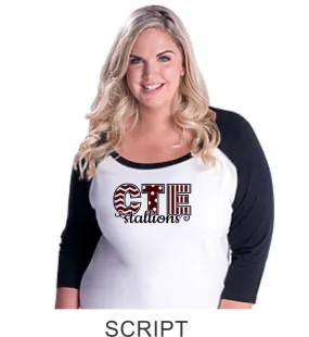 CTE Curvy Lady Raglan- in 4 New designs- Matte or Glitter