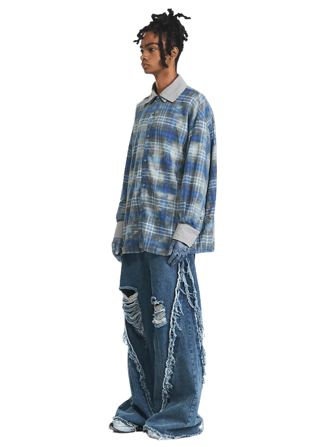 Dyed Washed Plaid Shirt