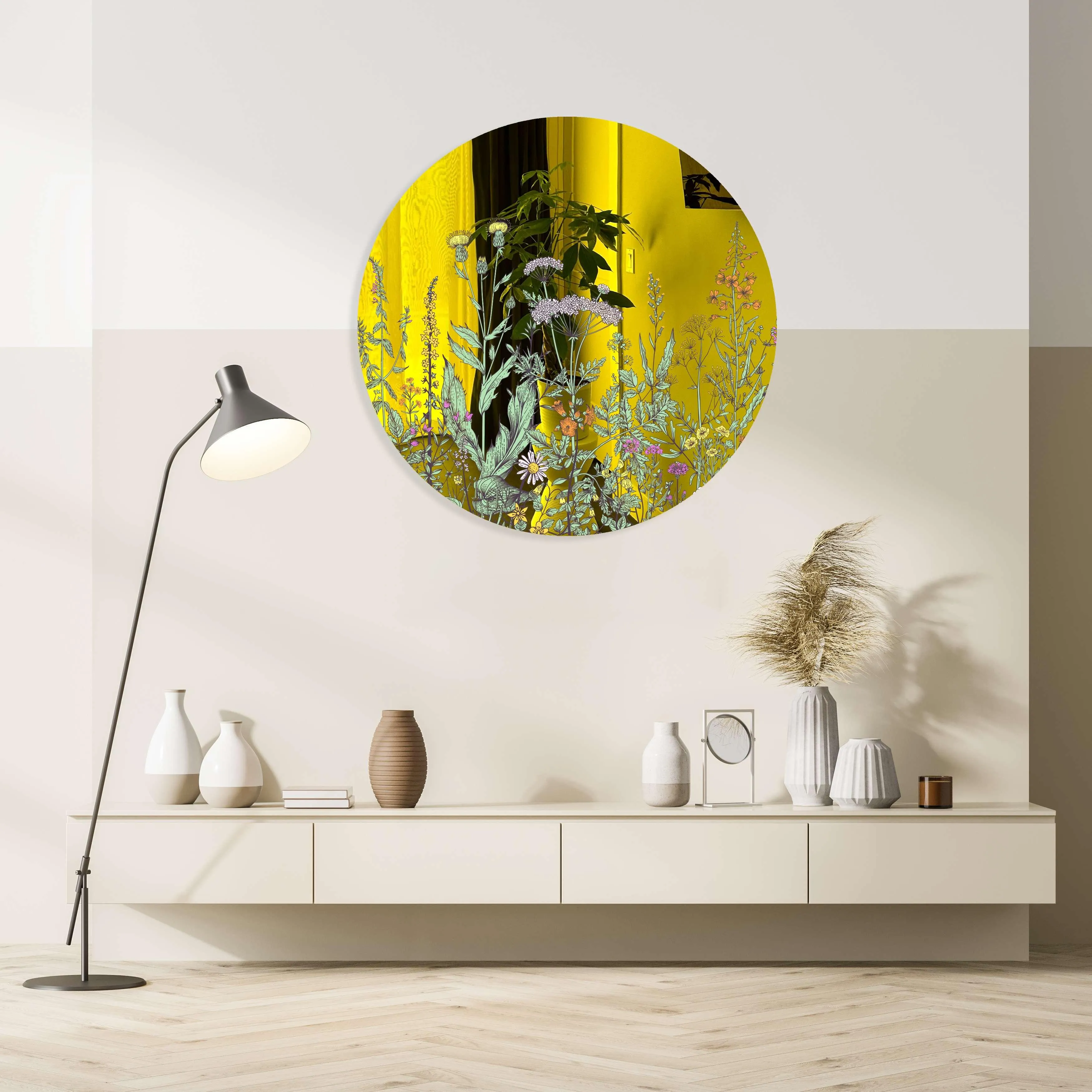 Field of Prairie Flowers Printed Mirror Acrylic Circles