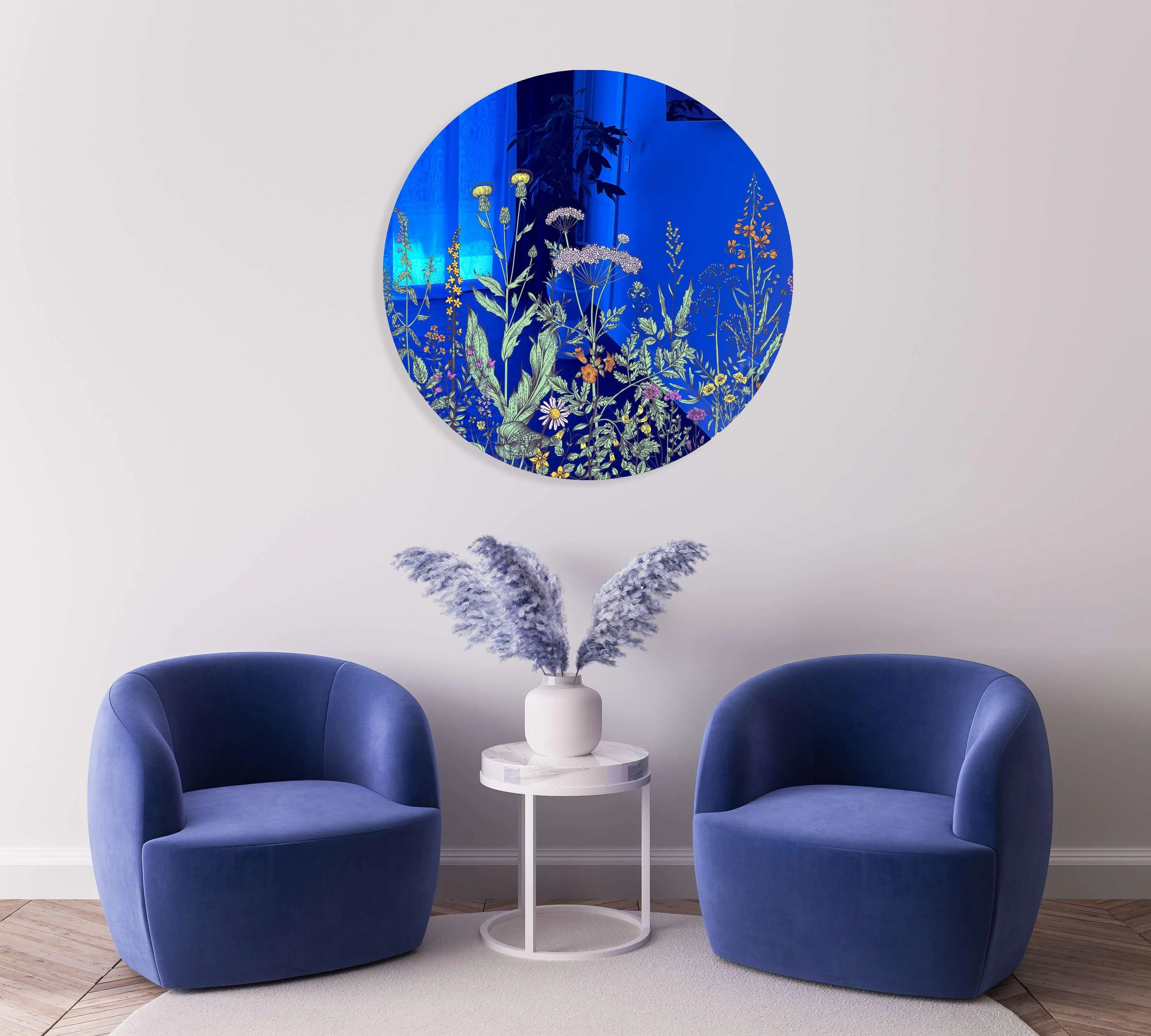 Field of Prairie Flowers Printed Mirror Acrylic Circles