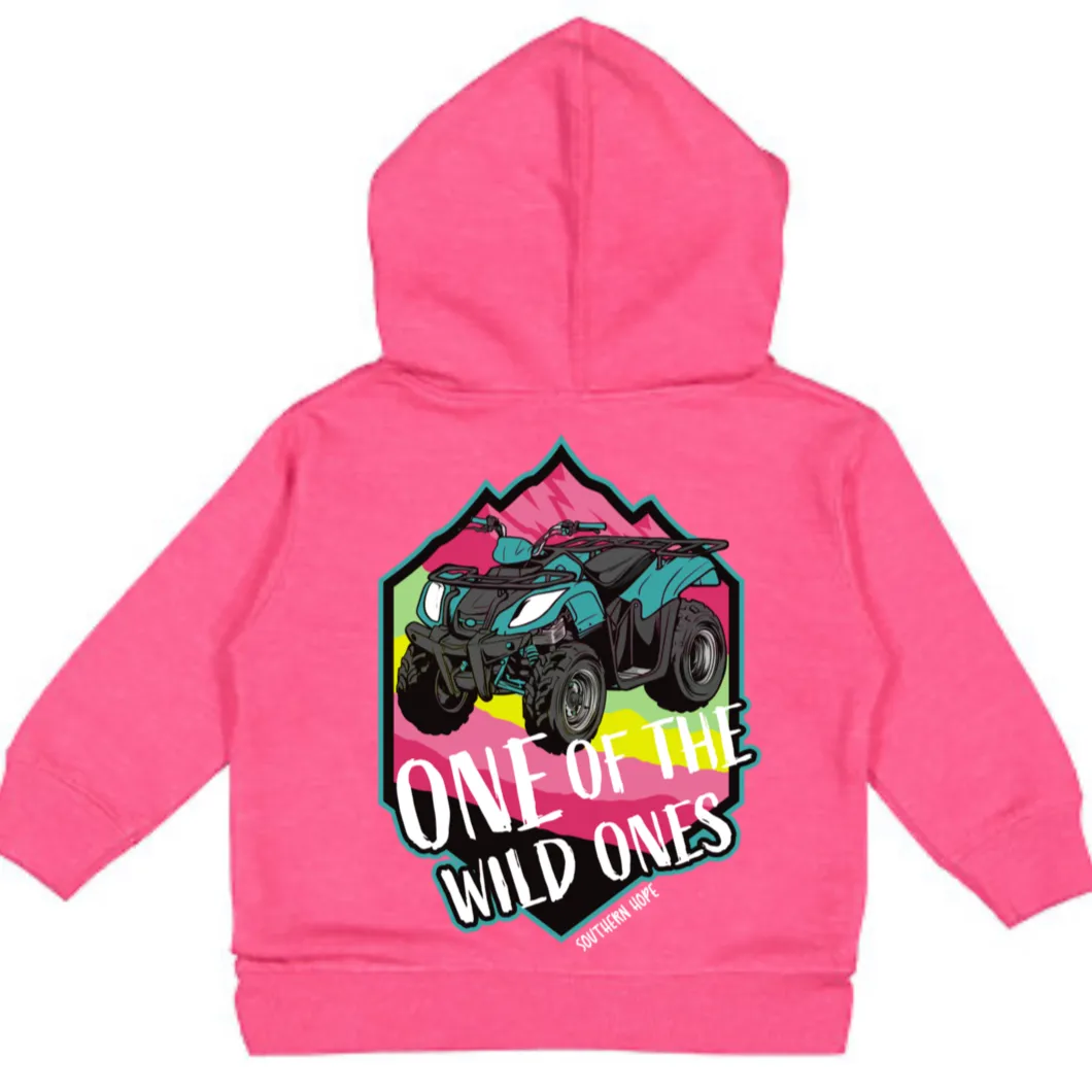 (GIRLS HOODIE) Girls Four Wheeler One of The Wild Ones Kids Hoodie