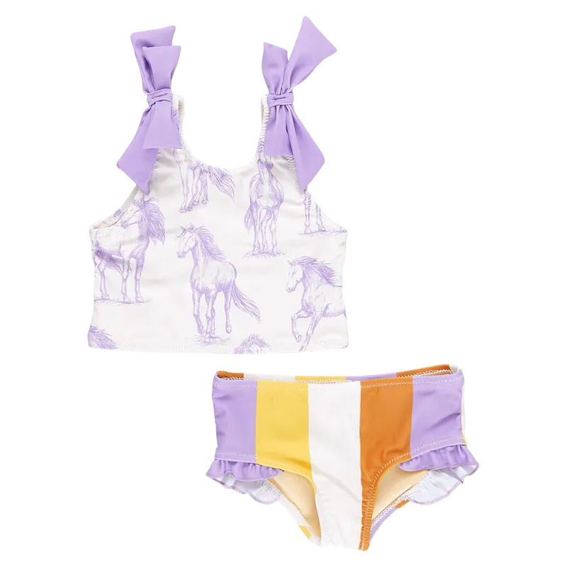 Girls Shelly Tankini - Lavender Horses