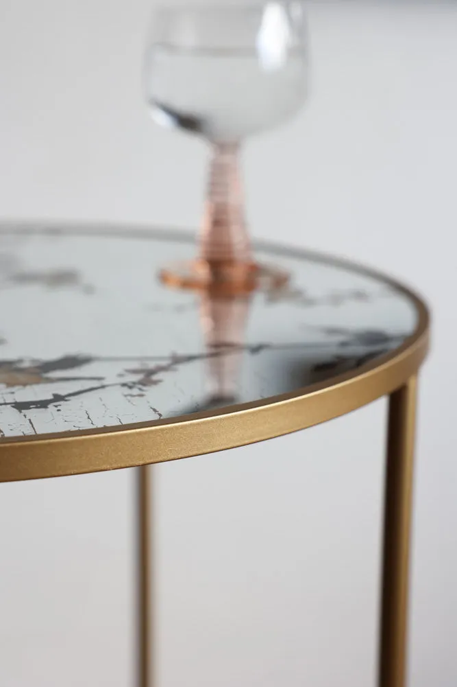 Gold Beautiful Birds Mirror Side Table