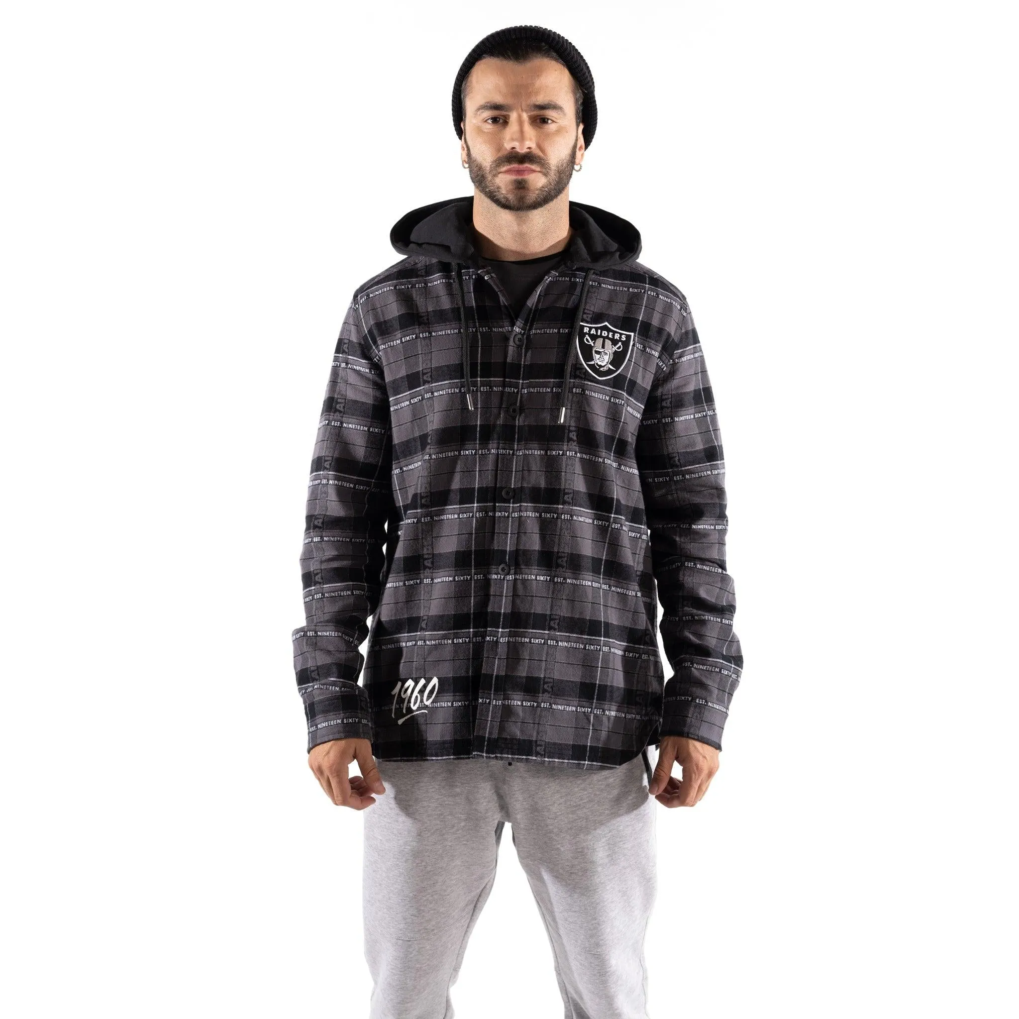 Las Vegas Raiders Mens Hooded Flannel