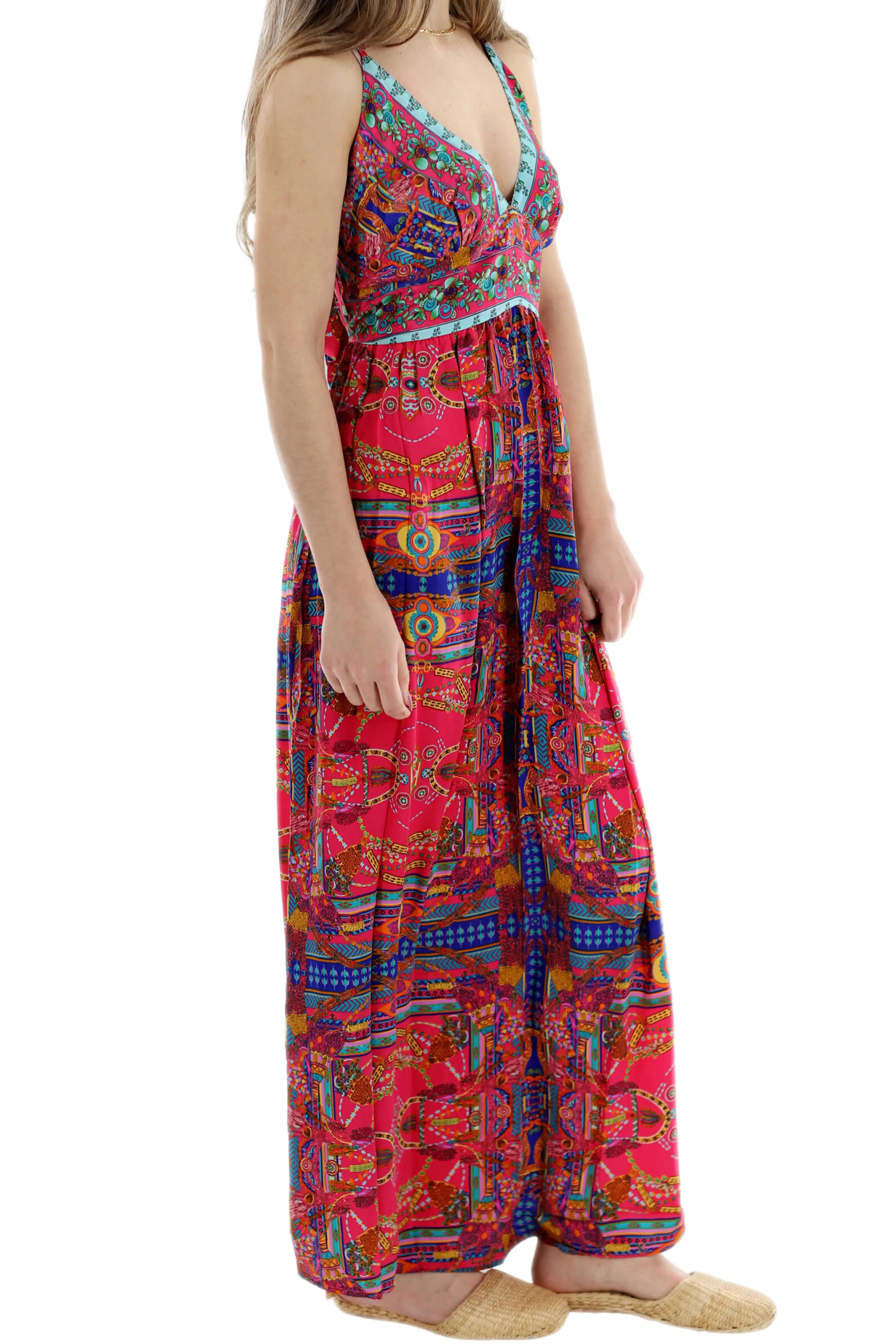 Long Flowy Floral 'Alessandra' Maxi Dress in Coral