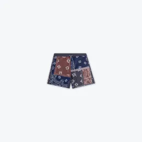 PATCHWORK NYLON PAISLEY SHORT - BLUE/MULTI