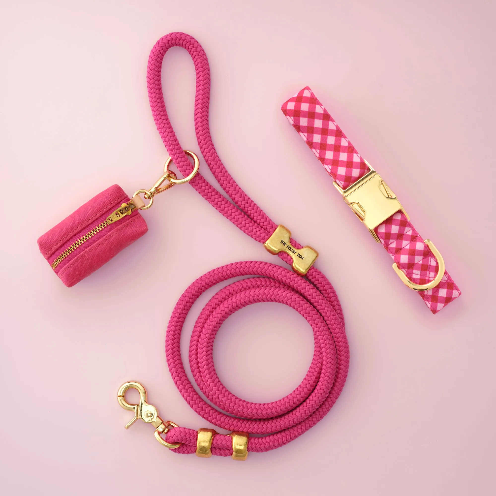 Raspberry Gingham Collar Walk Set