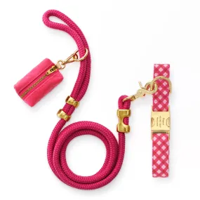 Raspberry Gingham Collar Walk Set