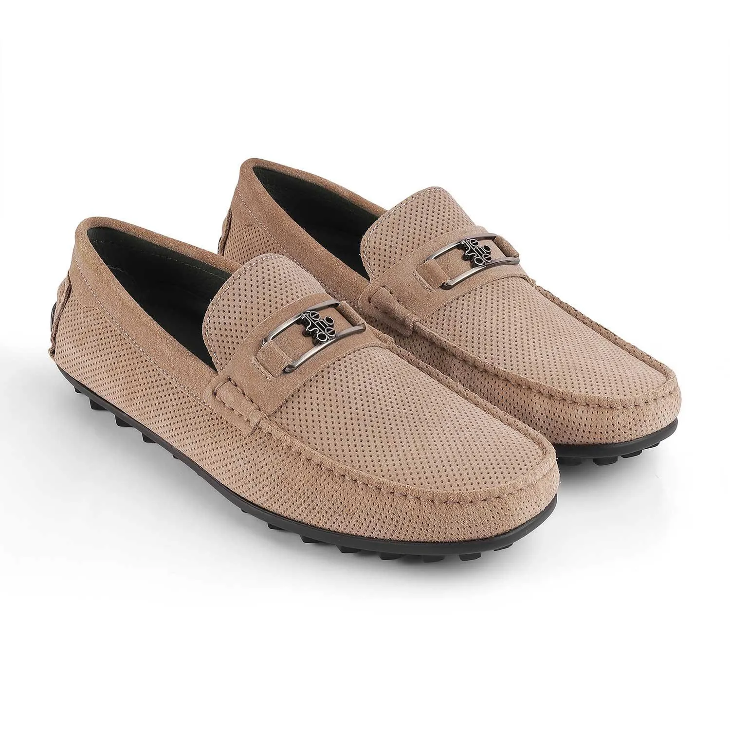 Tresmode Bren Beige Men's Suede Leather Driving Loafers