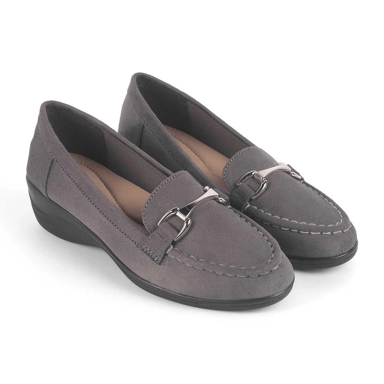 Tresmode Lucia Grey Women's Casual Wedge Loafers