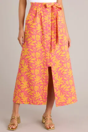 Wild Over You Pink Floral Print Linen Skirt